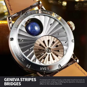 Reloj Automático SANYIN de Marca Privada, Diseño Único de Dragón Dorado, Reloj de Cuero de Lujo con Fase Lunar y Zodiaco, Fabricante de Relojes - Product Image 2