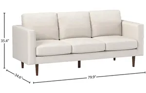 WS 9002F Rivet Revolve Modern Upholstered Sofa Couch 80"W Linen Sleep Sofa Synthetic Leather 3 Seats Sofa Chair Leisure