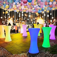 Kursi meja LED bentuk bulat Modern, furnitur Cocktail ringan untuk restoran luar ruangan pesta pernikahan Kelab Malam