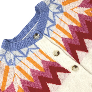 <span class=keywords><strong>Pull</strong></span> en tricot jacquard géométrique coloré à col rond pour <span class=keywords><strong>femme</strong></span>, personnalisé en usine, <span class=keywords><strong>chaud</strong></span> et familial, idéal pour l'hiver - Product Image 3