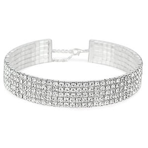 Pour <span class=keywords><strong>Amazon</strong></span> Explosions femmes élégant trois cinq huit rangée véritable strass collier Super large clavicule chaîne mode Chokers - Product Image 5