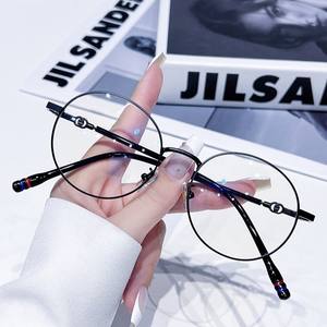 Gafas de marco plano antiluz azul de acero inoxidable con sentido avanzado 2025, estilo Retro liso para hombres y mujeres, celebridades cibernéticas cercanas - Product Image 2