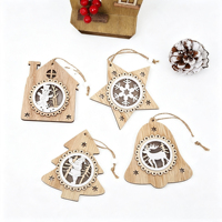 Ornement de Noël ovale en bois avec lumière LED, impression UV, pendentifs suspendus pour arbre de Noël, alimenté par piles, pour fêtes du Nouvel An
