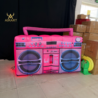 Modèle de radio rétro gonflable personnalisé avec lumière LED intégrée pour la décoration de fête DJ, décoration de fête à thème, gonflables pour événements