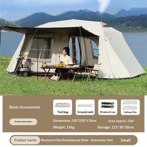 Carpa de Camping Arctic Wolf, Negra, con Protección Solar, Impermeable, para Varias Personas, Totalmente Automática, de Doble Capa, Estilo Chimenea, Oxford - Product Image 6