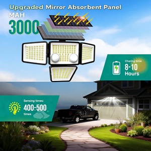 Vente en gros 270 °   Projecteur solaire <span class=keywords><strong>de</strong></span> sécurité grand angle, étanche, <span class=keywords><strong>avec</strong></span> détecteur <span class=keywords><strong>de</strong></span> mouvement pour allée, chemin et maison - Product Image 2