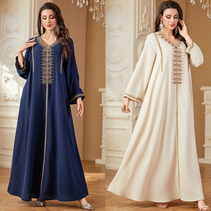 Vestido de murciélago Abaya con diamantes para mujer, ropa islámica turca, tela de gasa, Vintage, Año Nuevo, 2024, para Oriente Medio, - Product Image 1