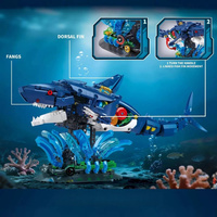 DK 7081 2026 Nuevo Tiburón con Soporte de Exhibición, Animal Marino con Función de Enlace, Regalo para Adultos y Niños, 1096 Piezas, Juego de Bloques de Construcción