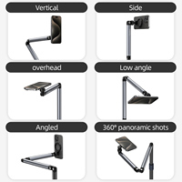 TELESIN Trépied robuste en alliage d'aluminium ABS/PC, hauteur réglable, bras télescopique 360°, base avec griffe porte-accessoire, télécommande, pour mobile