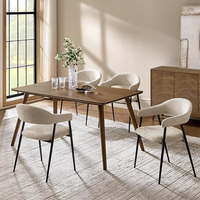 Chaise de salle à manger moderne en lin rembourrée, dossier incurvé, pieds en métal, pour salles à manger/salons, restaurants, cafés - Marque HUGE - Vente en gros usine