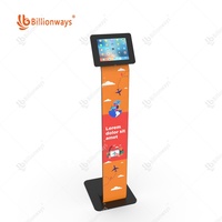 Stand tablet android, penjualan mandiri tablet lantai dapat disesuaikan bahan logam anti Maling lock mendukung berbagai tablet