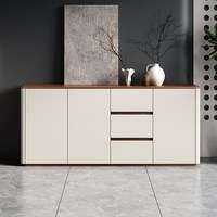 Buffet mural Lxyx de style italien moderne et minimaliste en bois massif avec rangement intégré, 5+ tiroirs et étagères pour salon