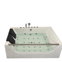 Baignoire Spa Rectangulaire de Luxe Zevana en Acrylique avec Cascade, Massage, Design Walk-in, Drain, 6 Jets, Autoportante, Intérieur