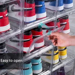 Hot Sell Plastic Clear Sneaker Drop Front Schoenendoos Organizer Transparante Schoenenopslag