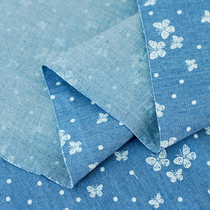 Nhà Máy Bán buôn mùa hè mỏng Bướm Sọc Sao Chất liệu cotton in denim vải cho quần jean quần áo Ăn mặc - Product Image 4