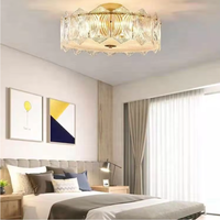 Lustre français d'intérieur pour chambre à coucher, salon, lampe de plafond moderne avec abat-jour en verre et base dorée