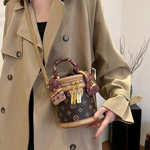 Nueva tendencia, venta al por mayor, bolso cilíndrico para mujer, estampado de moda, bolso de hombro de lujo para mujer con forma de cubo - Product Image 2