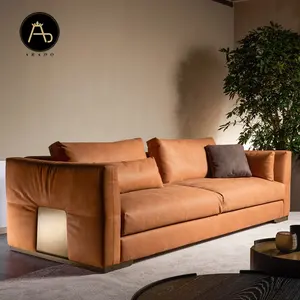 别墅家居定制家具豪华意大利设计师沙发客厅套装三座真皮沙发客厅沙发套装