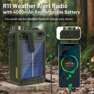 วิทยุฉุกเฉิน NOAA สำหรับโรงงาน ลำโพงบลูทูธ พลังงานแสงอาทิตย์ 4000mAh วิทยุไขลานแบบมือหมุนสำหรับเอาตัวรอด - Product Image 3