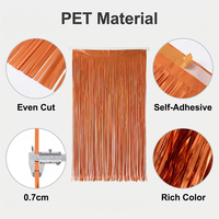 Rideau à franges métalliques en feuille d'aluminium finition mate orange fluorescente pour décoration de fond de scène, idéal pour les fêtes d'Halloween et la décoration de fenêtres