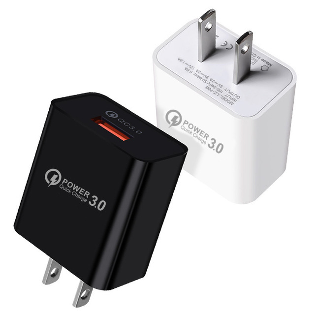 EU US Wall Charger One Ports 18W QC 3.0 Fast Charger USB Wall Charger Fast Charging for iPhone Samsung