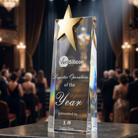 Trofeo de Cristal K9 con Estrella Pulida en la Parte Superior, Grabado Láser 3D Personalizado, Ecológico, Hecho a Mano, Premio Deportivo de Oro, Plata y Bronce para Campeones