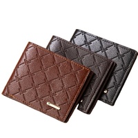 Dompet Mini koin kulit sintetis PU sederhana untuk pria nyaman untuk dibawa dompet pendek Retro 11.5*9*1cm W026