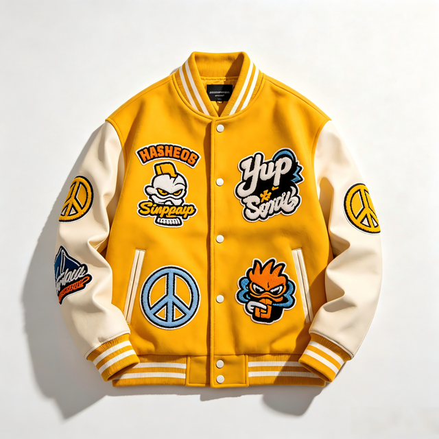 OEM Varsity Leather Sleeve Jacket Custom 2026 New Arrival Intricate Chain Stitch Vintage Aesthetic Letterman Jacket Manufacturer
