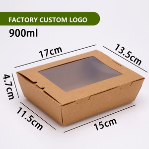 Cajas de Papel Kraft Biodegradables con Ventana y Logotipo Personalizado, <span class=keywords><strong>Caja</strong></span> Bento Desechable para Comida para Llevar, para Sushi y Kimbap - Product Image 6
