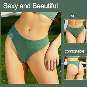 Culottes pour femmes mode couleur unie tongs <span class=keywords><strong>femme</strong></span> sous-vêtements sans couture Lingerie Sexy respirant confortable g-strings chaud t-back - Product Image 4