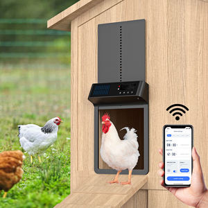 2024 plus récent contrôle de l'application à énergie solaire poulailler porte écran LCD fonction Anti-pincement Cages pour animaux de compagnie et maisons produit - Product Image 1