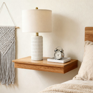 Ceramic Table Lamp Beige Shade E27 LED Asian Style Bedroom Desk Lamp <b>Decorative</b> <b>Lighting</b> - Product Image 2