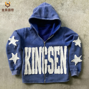 Sweat à capuche d'hiver pour homme avec logo frontal personnalisé, effet délavé, en molleton épais 100 % coton, imperméable et écologique - Product Image 3