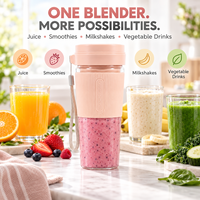 Mini-mixeur portable de voyage 300 ml, sans fil USB, pour jus et smoothies, idéal pour la salle de sport, le bureau et l'extérieur, mixeur électrique pour fruits