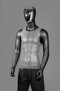 King Mcgreen Star Men Diamond Vest Mesh Sexy Shiny Tank Top Summer Fashion Party Ballroom Nightclub Top sin mangas Ropa nueva - Product Image 4