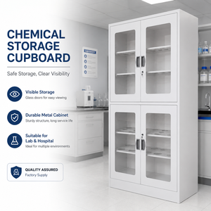 Armoire de rangement haute en métal pour réactifs chimiques de laboratoire, flacons de médicaments et ustensiles - Product Image 1