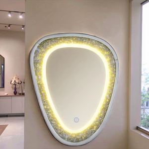 Tùy chỉnh nhà máy thông minh <span class=keywords><strong>Led</strong></span> Gương Kim Cương tắm trang trí nội thất tường kính trang trí với chống sương mù nút cảm ứng irregulat hình dạng - Product Image 2