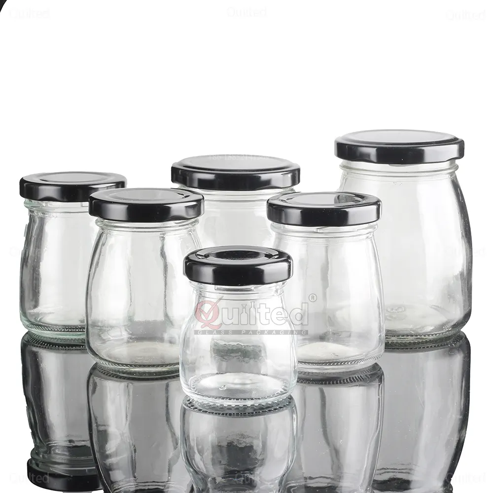 7 OZガラス瓶空200 mlプリンガラス瓶ガラス容器ミルク/ヨーグルト用スクリューメタル蓋付き