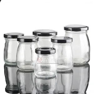 7 OZ cam şişe boş 200 ml puding cam kavanoz cam konteyner süt/yoğurt vidalı Metal kapaklı