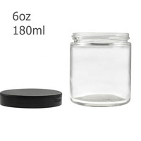 Pot en verre transparent rond de 6oz avec couvercle en plastique Bocaux Cosmetiques Verre 63/400 bouteilles claires pour les soins de la peau