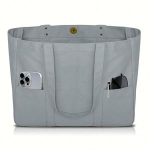 กระเป๋าผ้าแคนวาส - กระเป๋าอเนกประสงค์พร้อมช่องด้านหน้า 2 ช่องและช่องใส่แล็ปท็อป กระเป๋าสำหรับใช้งานทุกวันแบบทนทาน - Product Image 6