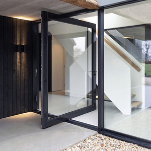 Portes intérieures modernes en aluminium pour maison hôtel, système de portes pivotantes en verre trempé en aluminium noir pour chambre <span class=keywords><strong>intérieure</strong></span> - Product Image 5