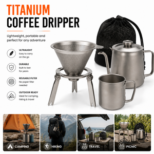 Filtre à café en titane conique ultraléger réutilisable pour camping, pour préparation de café en extérieur - Product Image 6