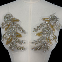 Applique en tulle faite à la main, broderie de strass, dentelle florale, patch pour robe de mariée