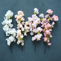 SA04 Pas Cher En Gros Japonais Blanc Rose Soie Fleur De Cerisier Tiges Faux Sakura Fleur Branche Artificielle Fleur De Cerisier Fleur