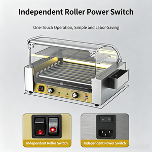 Machine à griller les saucisses électrique en acier inoxydable, <span class=keywords><strong>cuiseur</strong></span> à hot-dogs 110V avec rouleaux antiadhésifs pour usage domestique - Product Image 6