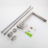 Vente directe usine – Robinet de cuisine en acier inoxydable 304, céramique sans plomb, finition brossée, chaud-froid rotatif pour éviers de cuisine