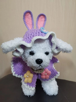 Topi Rajut Hewan Peliharaan Kostum Cosplay Crochet Penutup Kepala Kucing Anjing Topi Lucu Hangat Musim Dingin Topi Wol untuk Anak Anjing dan Anak Kucing Kecil Leyocar MM-95