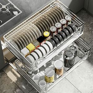 Accessoire de cuisine : Panier coulissant en fil métallique pour rangement domestique, séchoir à vaisselle et articles divers, avec glissières - Product Image 2