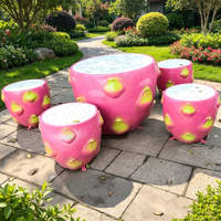 C047 Creatieve FRP Pitaya Fruit Sculptuur Stoel Lichtgewicht Duurzame Openbare Rustbank voor Tuin Winkelcentrum